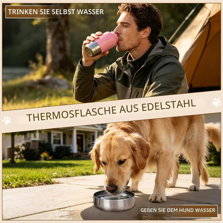 Trinkflasche Hunde für Unterwegs, 1000ml Reiseflasche für Hunde &amp; Katzen aus Edelstahl, Isolierter W