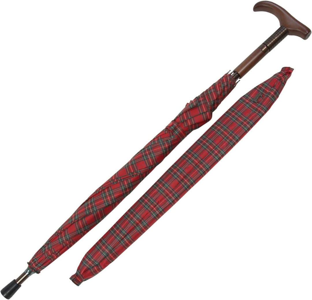 iX-brella Stützschirm höhenverstellbar mit Holzgriff - Karo rot klein, Karo Rot Klein