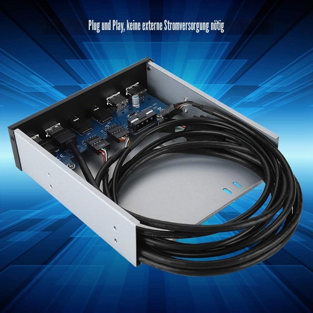 ASHATA USB 3.0 Front Panel, Frontplatte Front Panel 5.25 Zoll Multifunktion USB3.0+USB2.0 Hub,Super