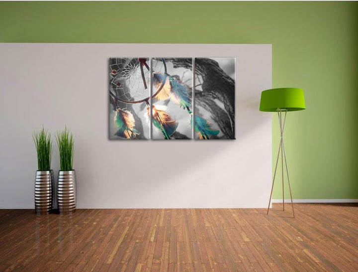 Pixxprint Traumfänger als Leinwandbild/Grösse: 3 Teilig (120x80) cm/Wandbild/Kunstdruck/fertig bespa