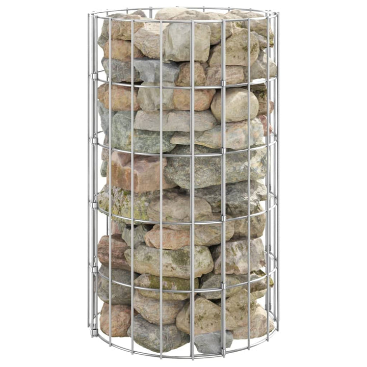 WIFESE Gabionen Hochbeet Rund 30x50 cm Steinkorb Gabione Gabionenkorb Gabionenwand Gabionensäule Gab