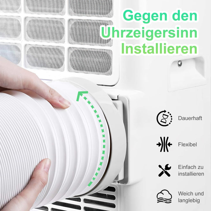 ENUTROF Abluftschlauch 150mm Abluftschläuche Klimagerät Klimaanlagen Klima Weiss-1.5mx150mm, Weiss-1