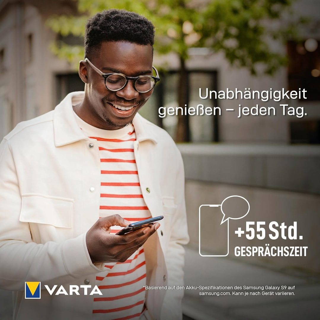 VARTA Power Bank 10000mAh, Powerbank Power on Demand mit 4 Anschlüssen (1x Micro USB, 2x USB A, 1x U