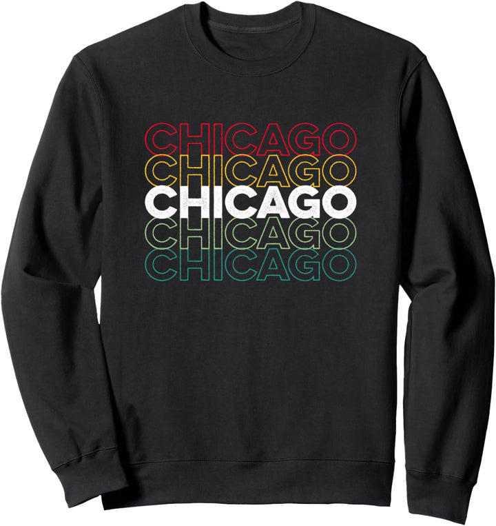 Chicago Vintage Retro Pride Regenbogen Farbe Umrisse Sweatshirt