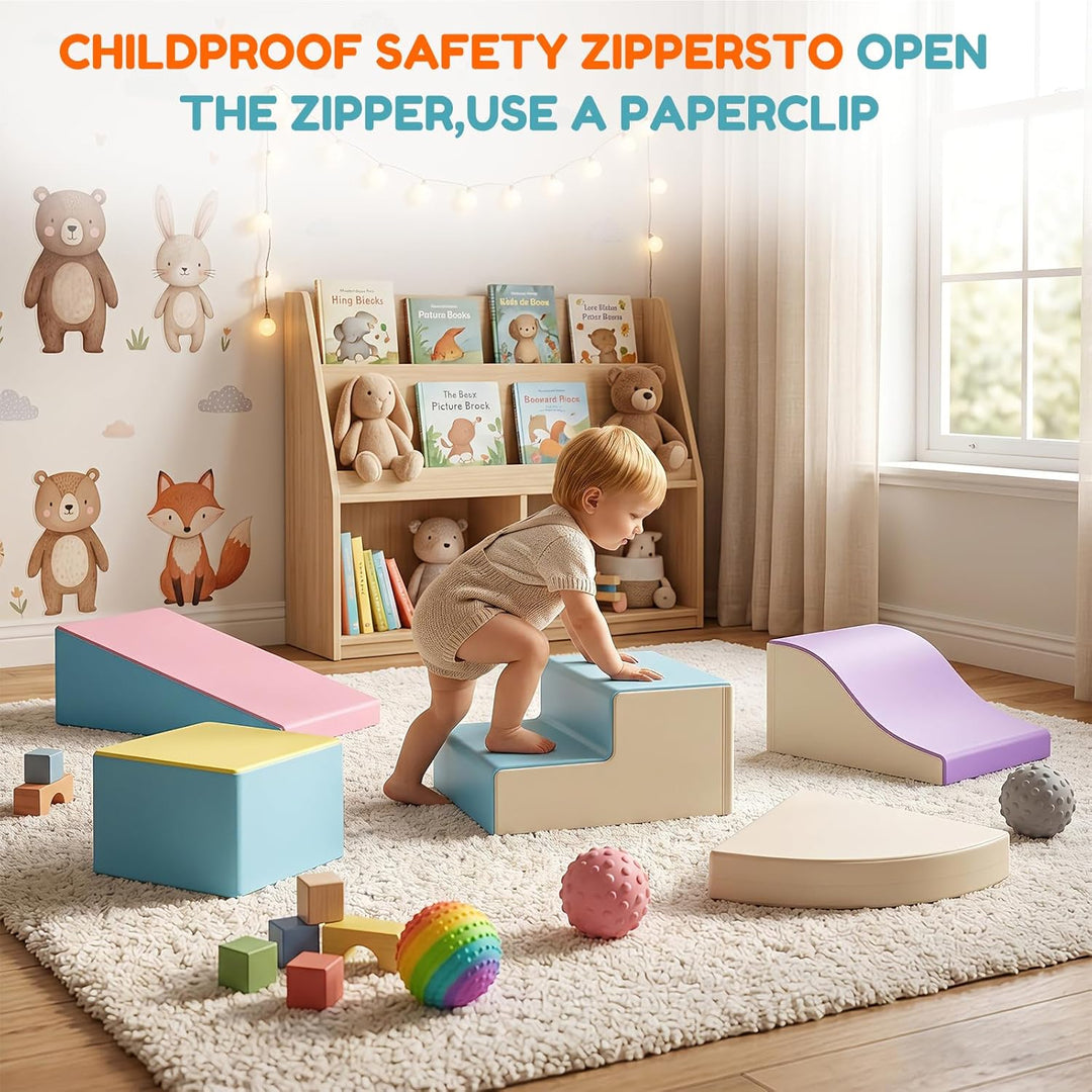 6er Soft Play Corner Climber Set,Motorikspielzeug für Babys & Kleinkinder,Schaumstoff Kletterbaustei