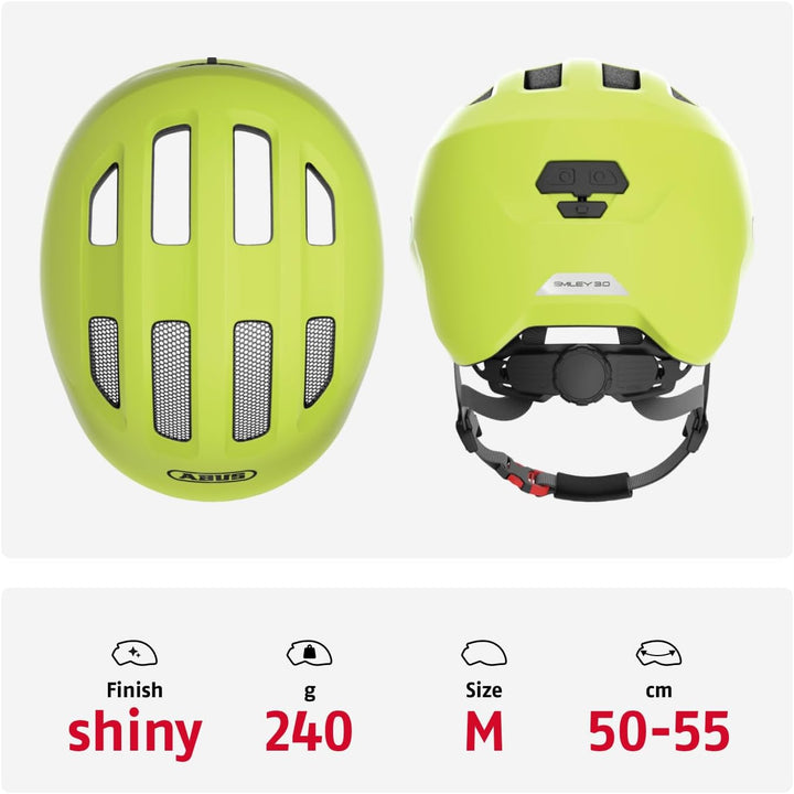 ABUS Kinderhelm Smiley 3.0 - Fahrradhelm mit tiefer Passform, kindergerechten Designs & Platz für ei