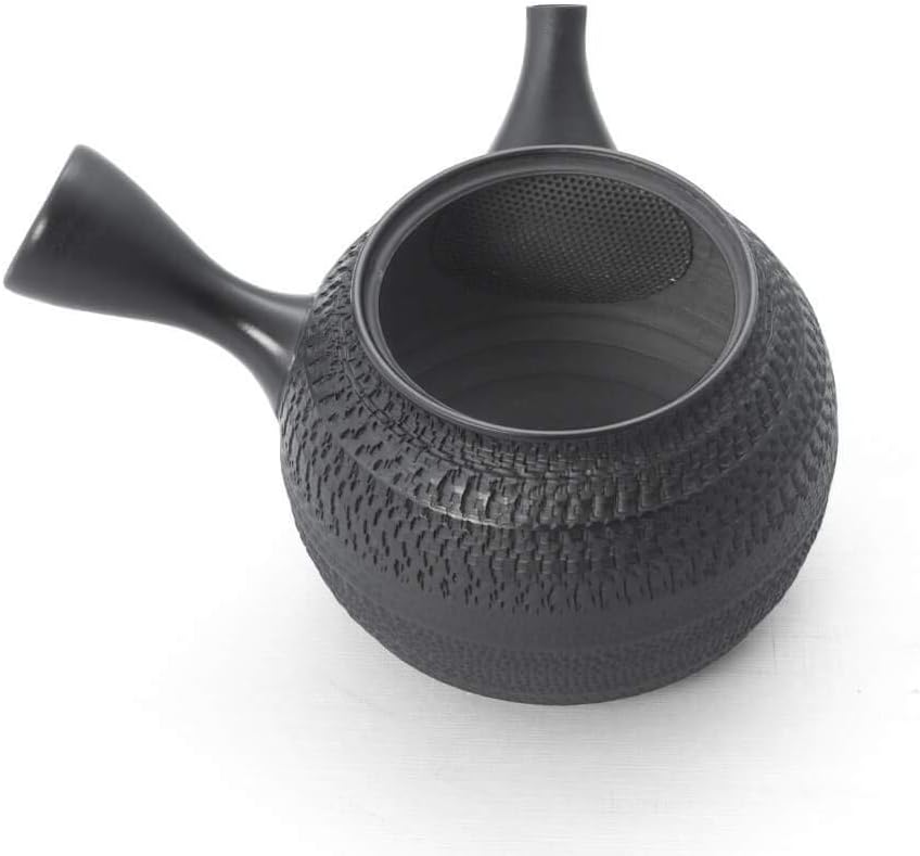 Gyokko Japanische Tee-Kanne Tokoname Sendan Maru mit Geschenk-Box, Meister 580 ml, schwarz. Handmade
