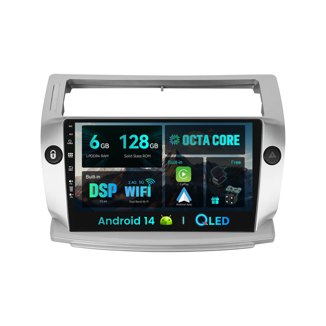 SXAUTO - 6G+128G - Android 12 IPS Autoradio für Citroen C4/C-Quatre/C-Triomphe (2004-2012) - Eingeba