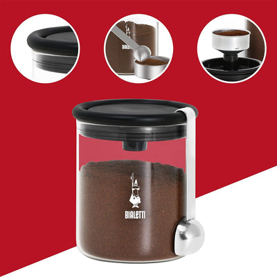 Bialetti 250 g Mokkaglas für Kaffee (mit Verschluss), Glas & - Perfetto Moka Classico: Gemahlener Ka