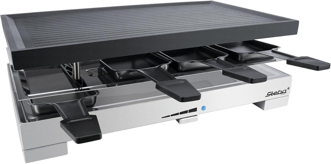 Steba RC 68 Premium Guss-Raclette mit Pfännchenablage, 8 Personen, Alloy Steel, 1 Liter, Multicolour