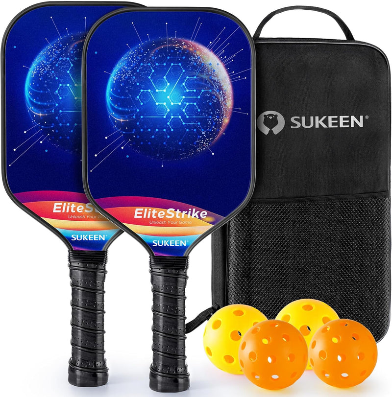 Sukeen Pickleball Paddles Set, 2PCS Sternenhimmel-Design Fiberglas Pickleball Schläger, hohe Sprungl