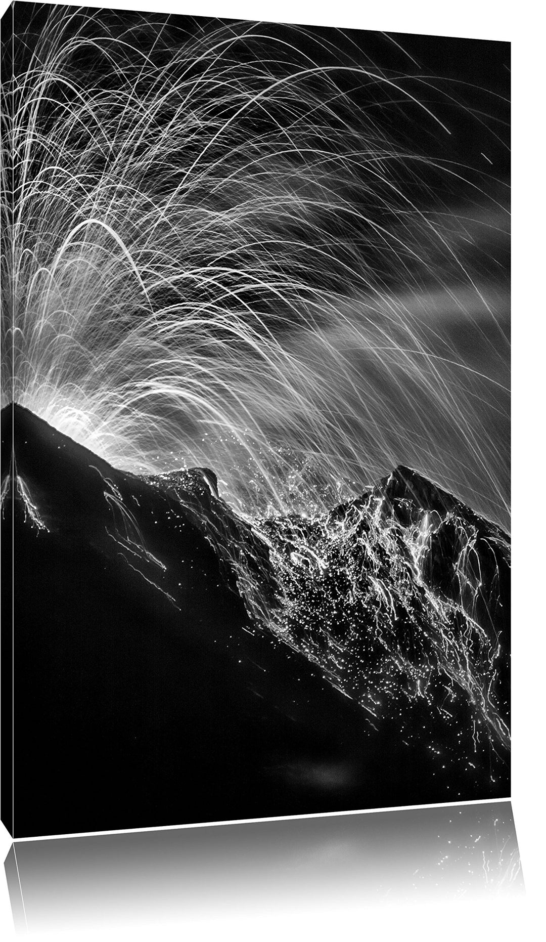 Pixxprint Monocrome, Bedrohlicher Vulkanausbruch, Format: 100x70 auf Leinwand, 100x70