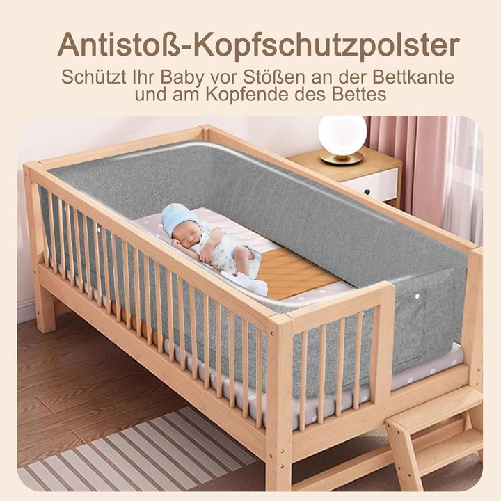 YRHome 180cm Bettgitter Bettschutzgitter Rausfallschutz für Kinder Höhenverstellbar DIY Verformbar B