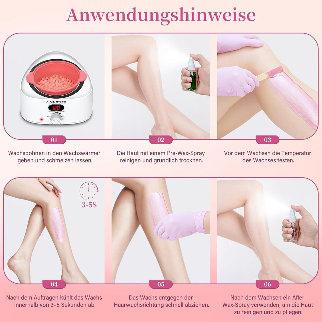 Waxing Set Professionell Wachsgerät mit Temperaturregelung, Wax Warmer für Damen & Herren, Enthaarun