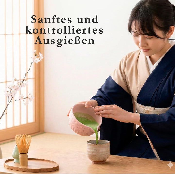 Matcha Set, Keramik Matcha Tee Set Mit Schale, Bambusbesen, Löffel, Sieb, Löffelablage, Besenhalter,