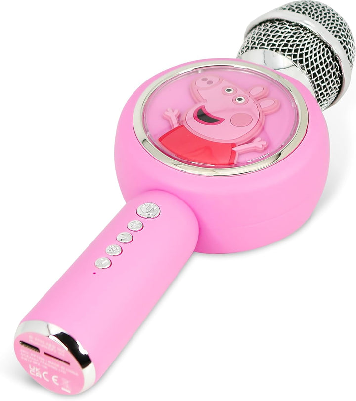 OTL Technologies Karaoke-Mikrofon mit kabellosem Lautsprecher Peppa Pig mit LED-Licht, POPSING Farbe