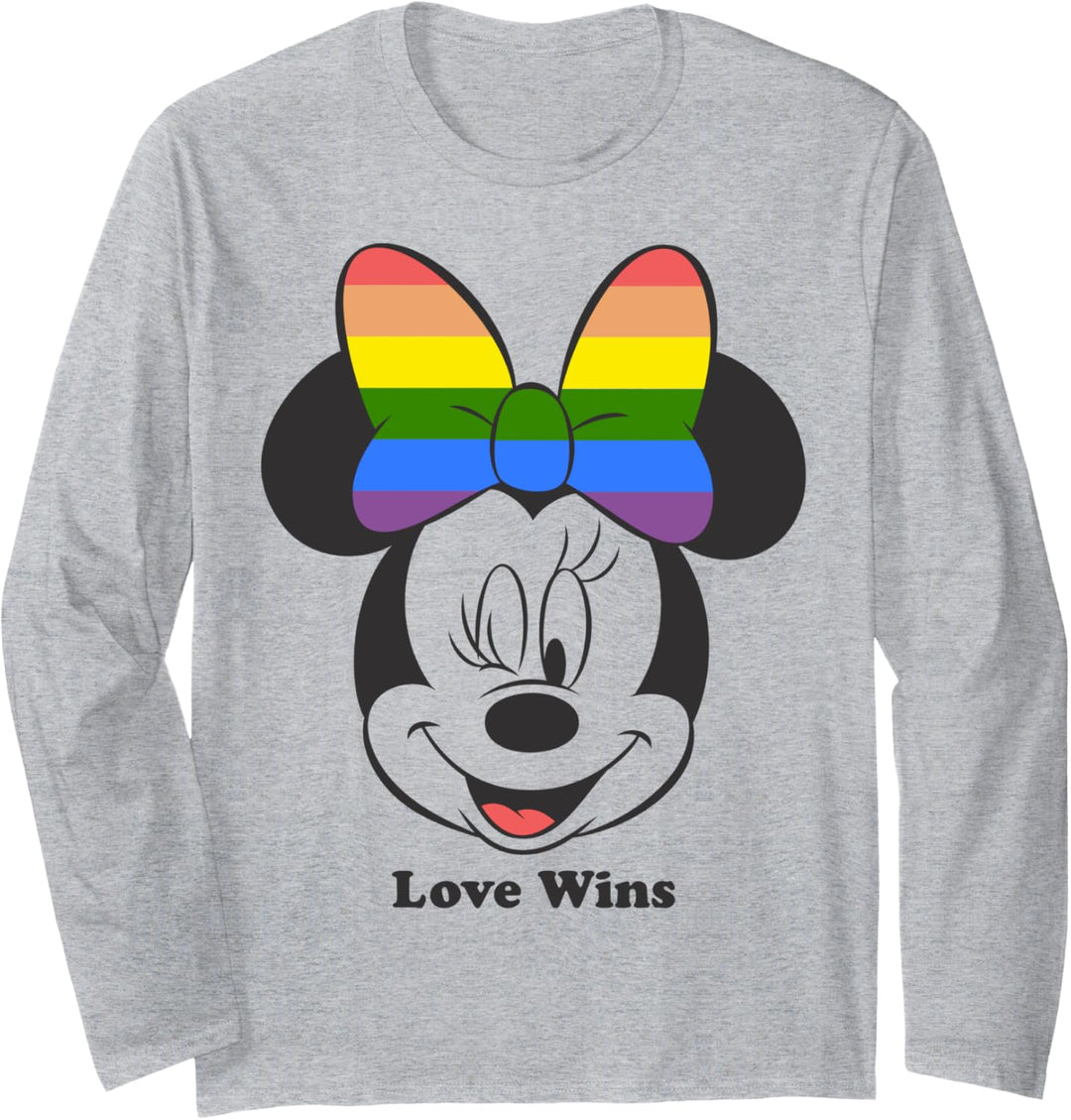 Disney Mickey And Friends Minnie Mouse Love Wins Rainbow Bow Langarmshirt
