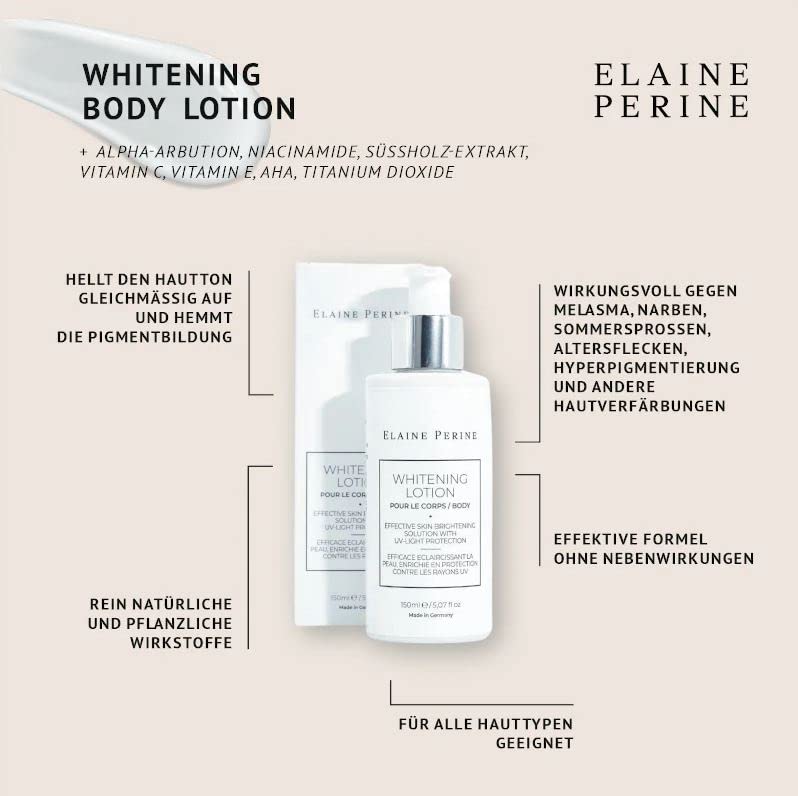 Whitening Cream Body 500ml - Aufhellungscreme für Körper, Achseln, Knie, Ellenbogen von Elaine Perin