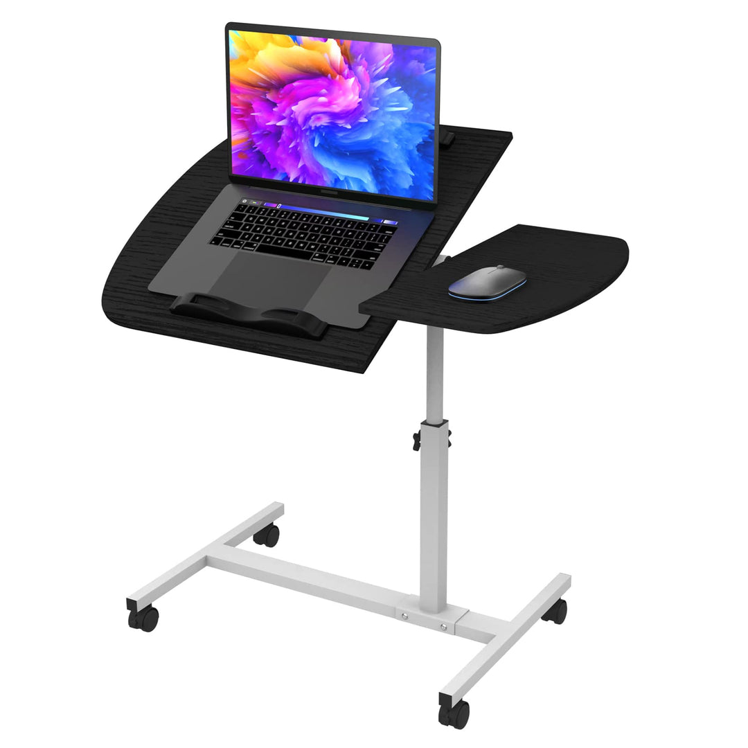 Laptoptisch Höhenverstellbar 61-91 cm, 60×40cm Mobiler Stehtisch mit 4 Rollen & 2 Stopp-Leisten, Übe