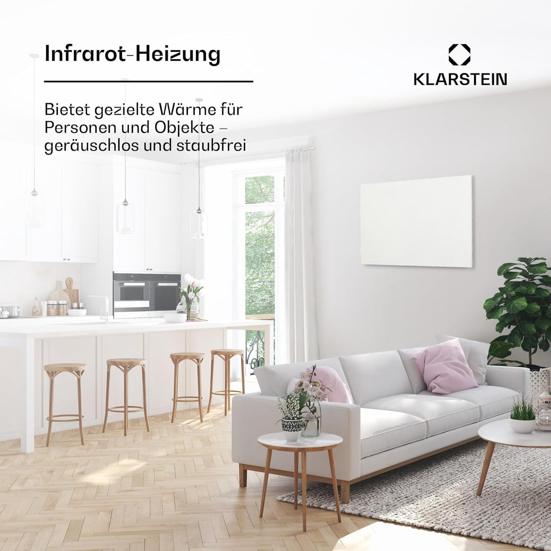Klarstein Infrarotheizung mit Thermostat, 580 Watt Elektroheizung, Bild-Infrarotheizung zur Wandmont