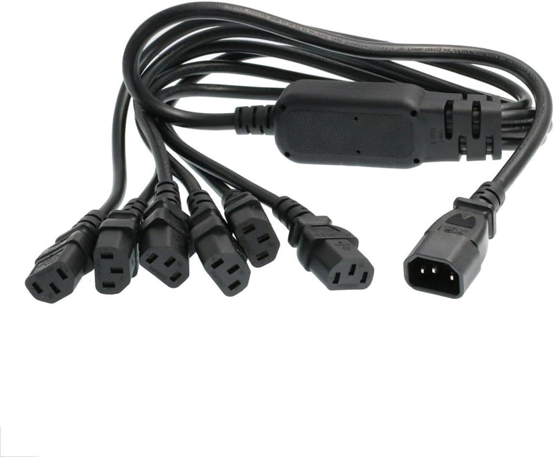 HT-Kabel UPS PDU Computer PC Stromverteilerkabel C14 bis 6 x C13 10A 250V Verlängerungskabel (c14-6x