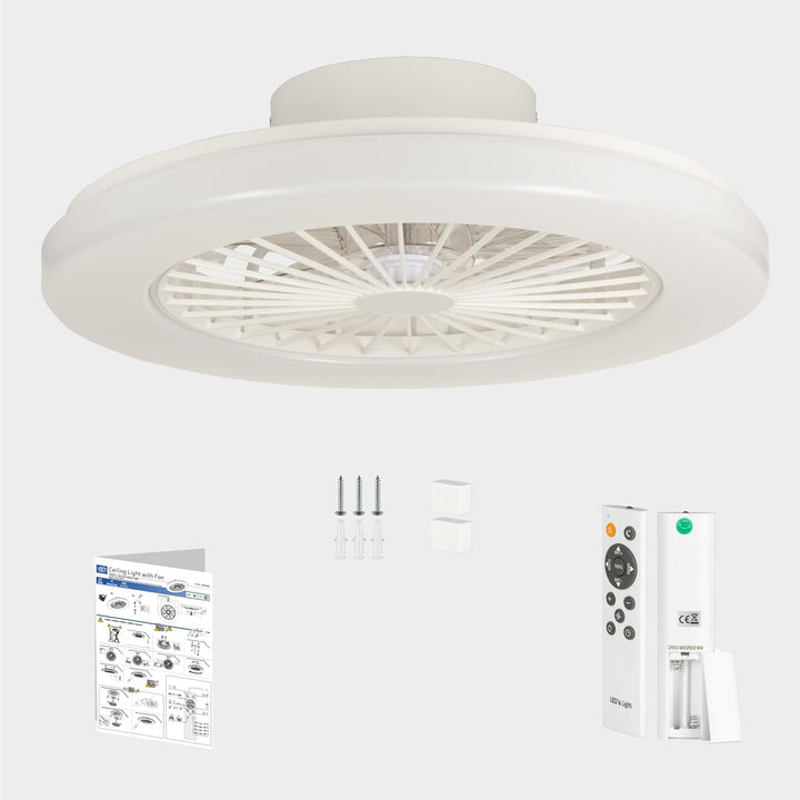 Proventa Deckenventilator mit Beleuchtung 45W - Ø 48cm, dimmbare LED Deckenleuchte mit Ventilator, w