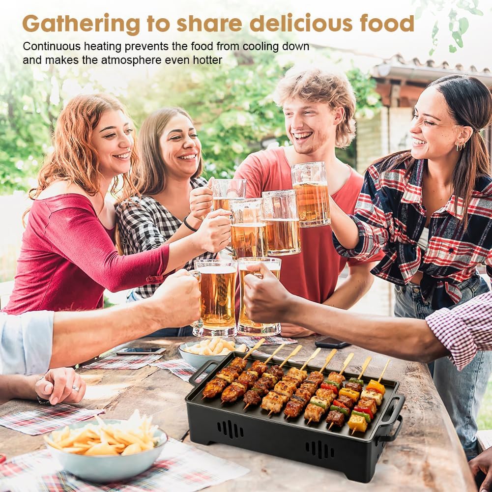 Gohytal BBQ Warmhalteplatte, BBQ Board zum Warmhalteplatte, Warmhaltebehälter für Essen Grillgut Stö