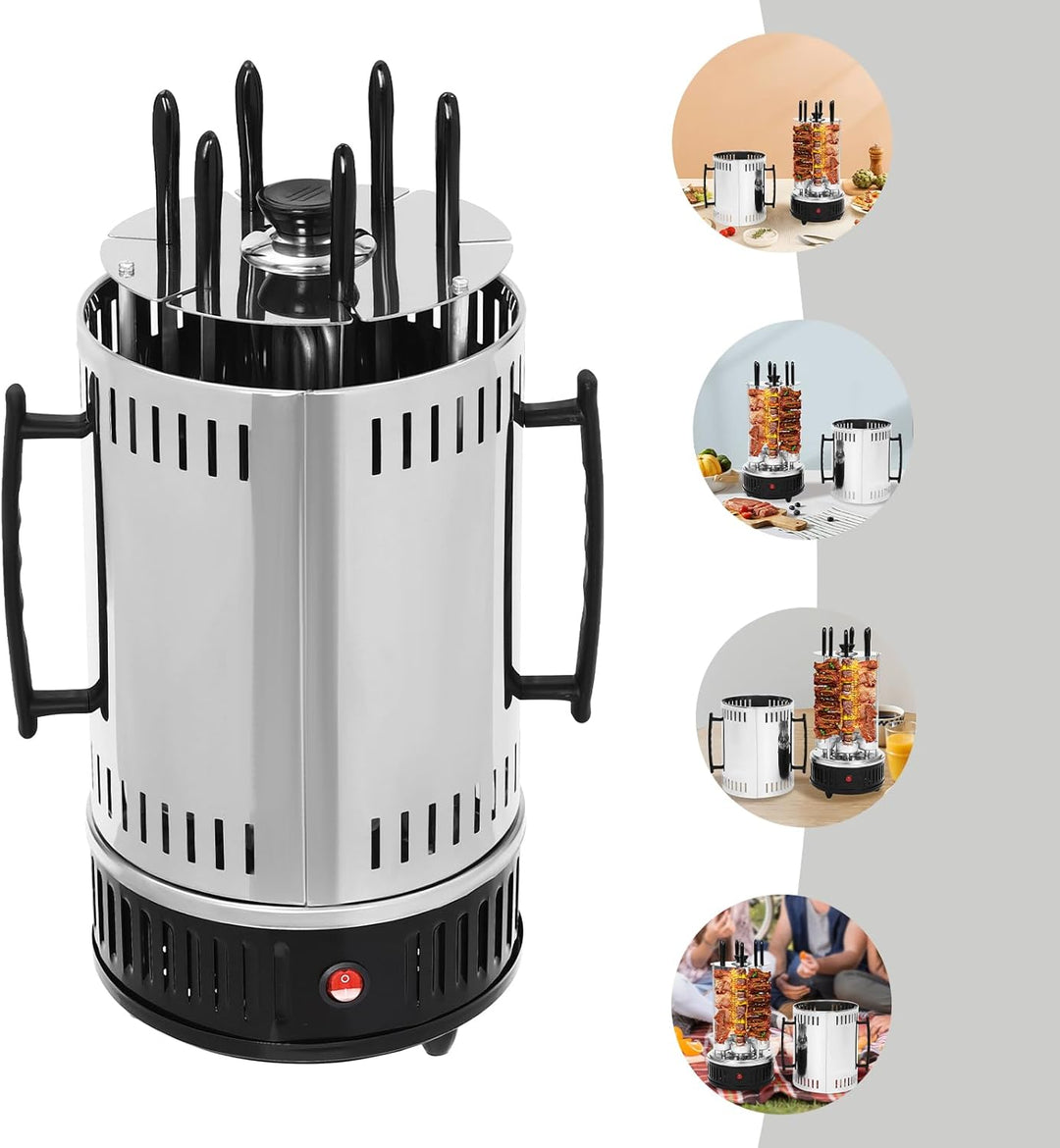 Dönergrill 6-Spiesse Rotisserie-Grill Elektrische Drehgrillmaschine Vertikaler Elektrogrill Döner Ve