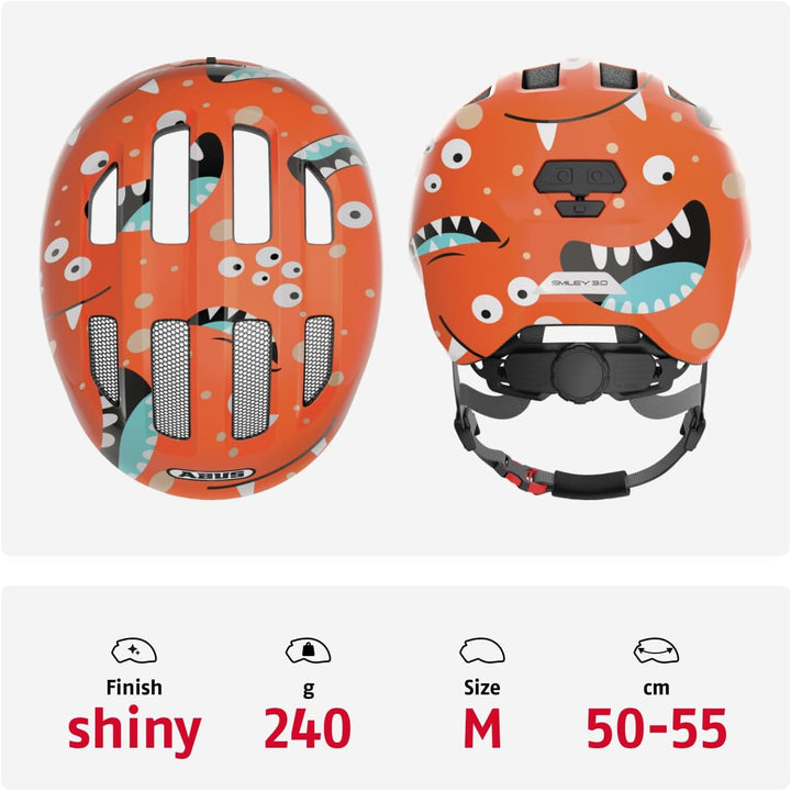ABUS Kinderhelm Smiley 3.0 - Fahrradhelm mit tiefer Passform, kindergerechten Designs & Platz für ei
