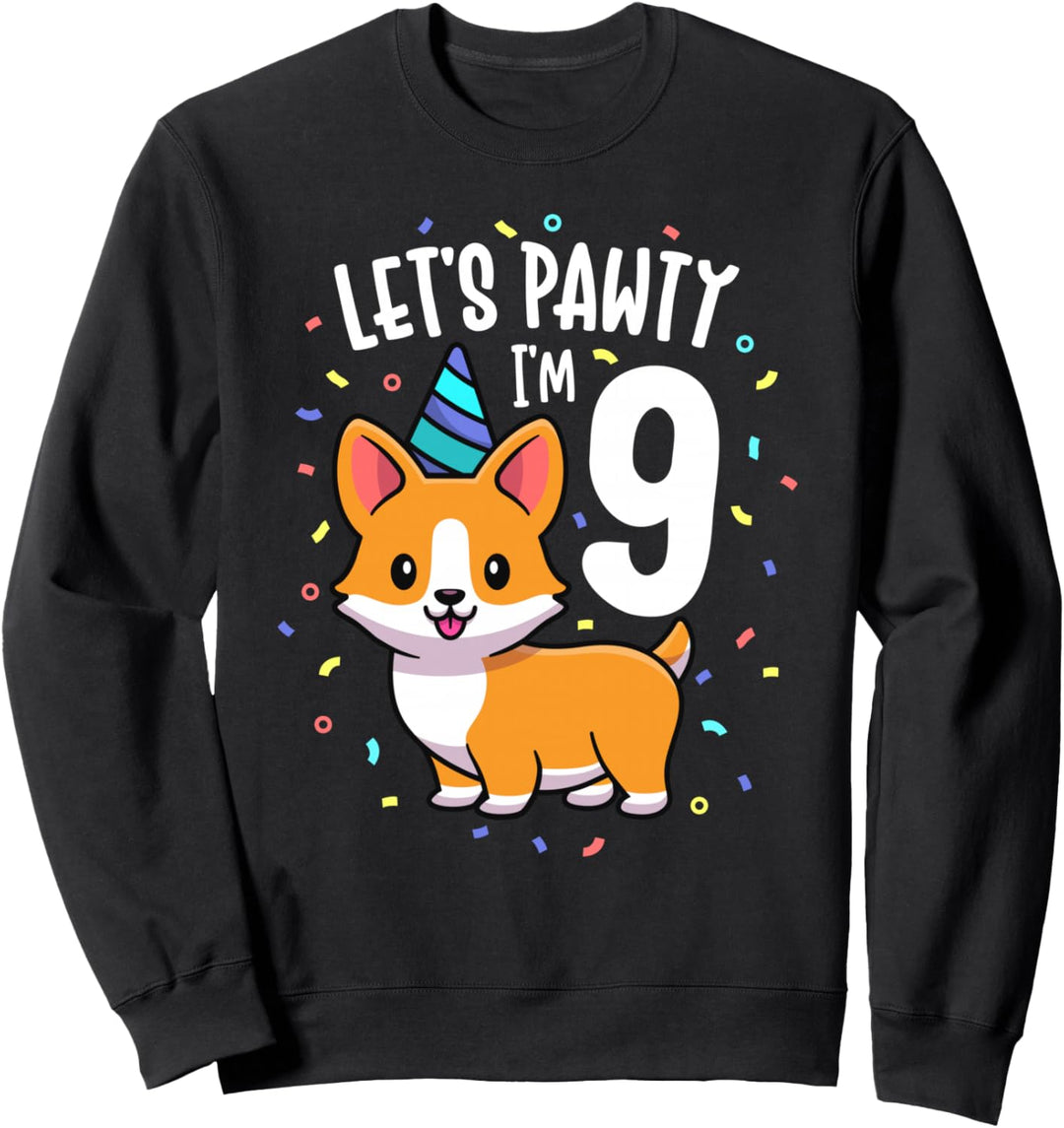 9 Years Old Corgi Dog Lover 9th Birthday Party Outfit Kid Sweatshirt
