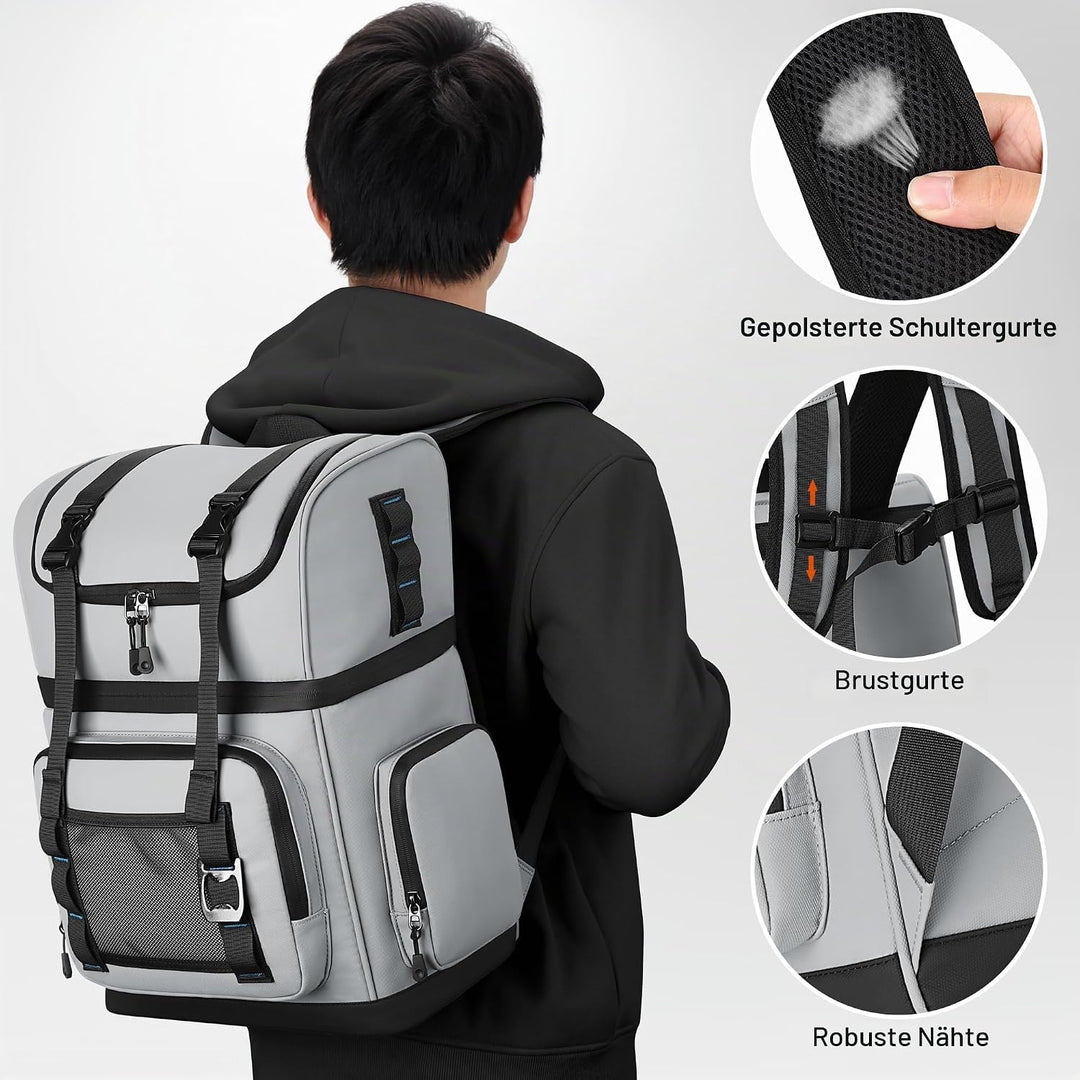 Grosser Kühlrucksack für Herren & Damen, Doppellagiger Kühltasche Rucksack Wasserdichter Isolierter