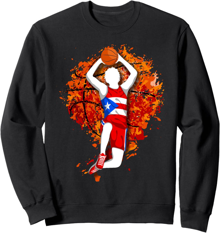 Puerto Rico Basketball Puerto Ricanische Flagge Slam Dunk Sweatshirt
