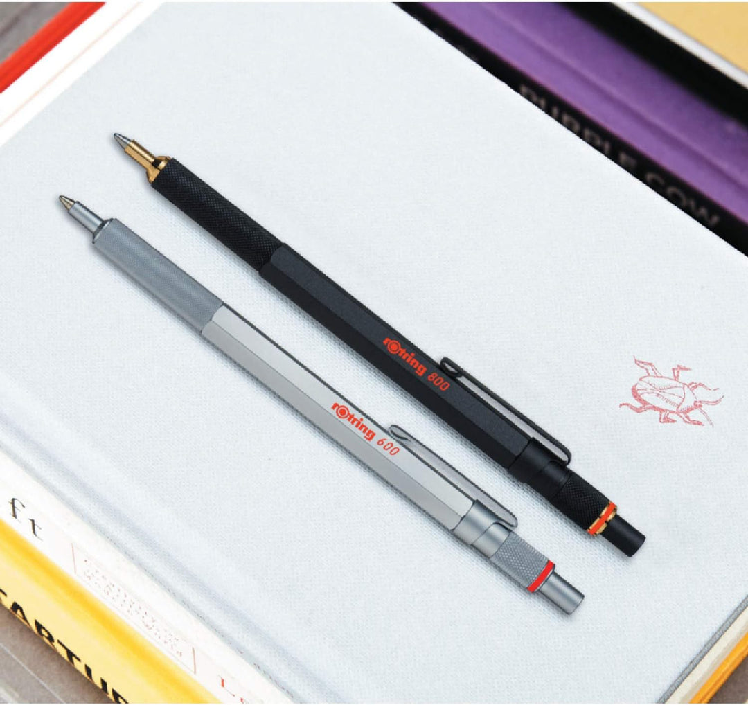 rOtring 600 Kugelschreiber | mittlere Spitze | Schwarze Tinte | silberfarbener Schaft | nachfüllbar,
