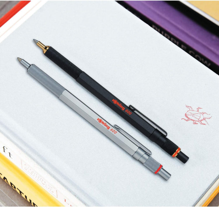 rOtring 600 Kugelschreiber | mittlere Spitze | Schwarze Tinte | silberfarbener Schaft | nachfüllbar,