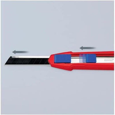 KNIPEX CutiX® Universalmesser, mit Stabilisierungsschiene, Klingenverriegelung, 18 mm Abbrechklinge,