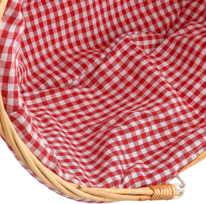 37 x 28 x 17cm Handgefertigter Weidenkorb mit Henkel, Picknickkorb Weide mit Futter, Geschenkkorb We