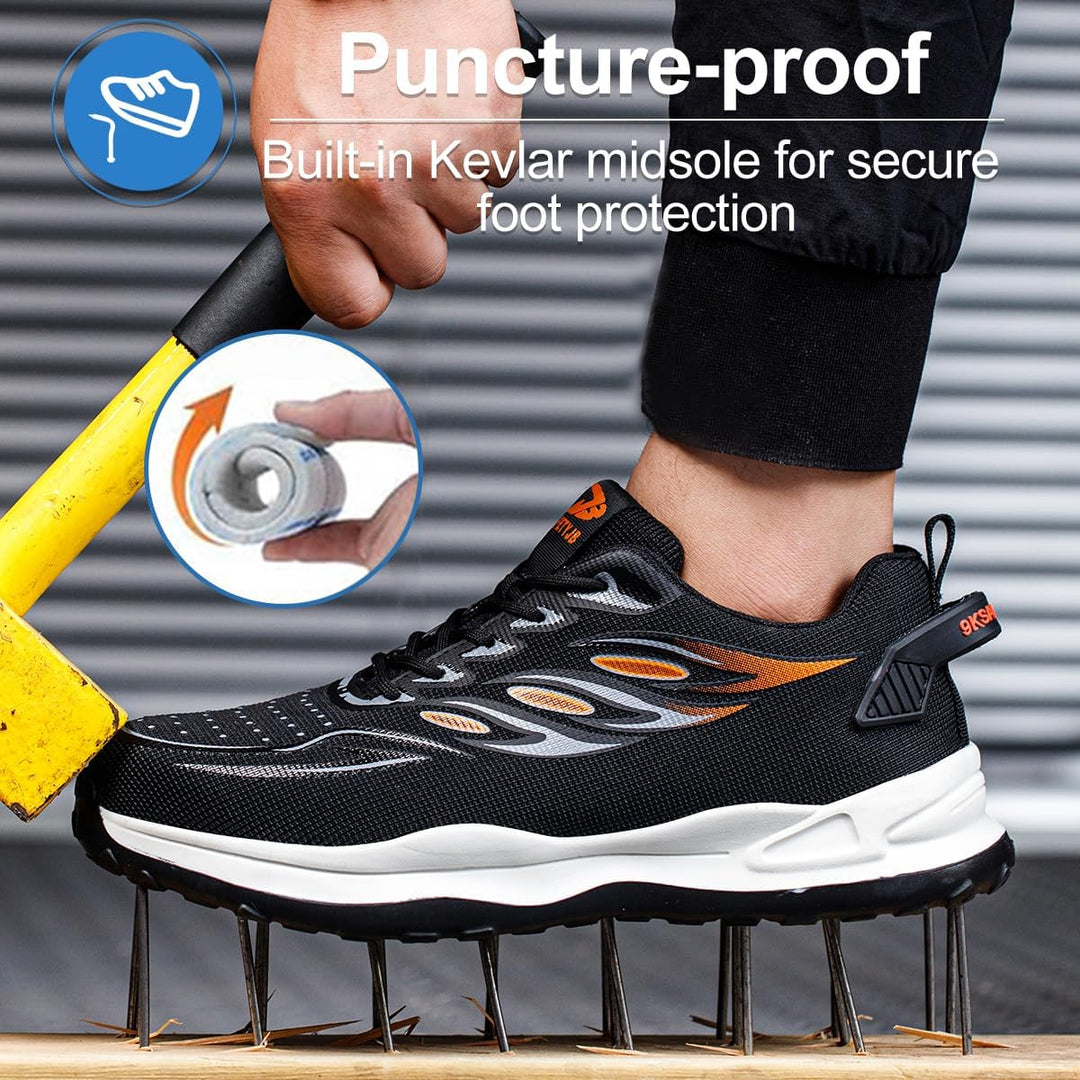 YEKOYIOO Arbeitsschuhe Sicherheitsschuhe Herren Damen Leicht Sportlich Atmungsaktiv Stahlkappenschuh