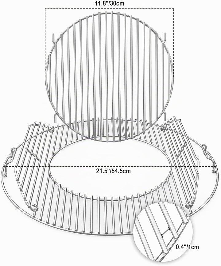 Onlyfire Grillrost Edelstahl, Ø 54,5 cm, Grillrost Rund mit Griff, Abnehmbarer Grillroste für Pizzas