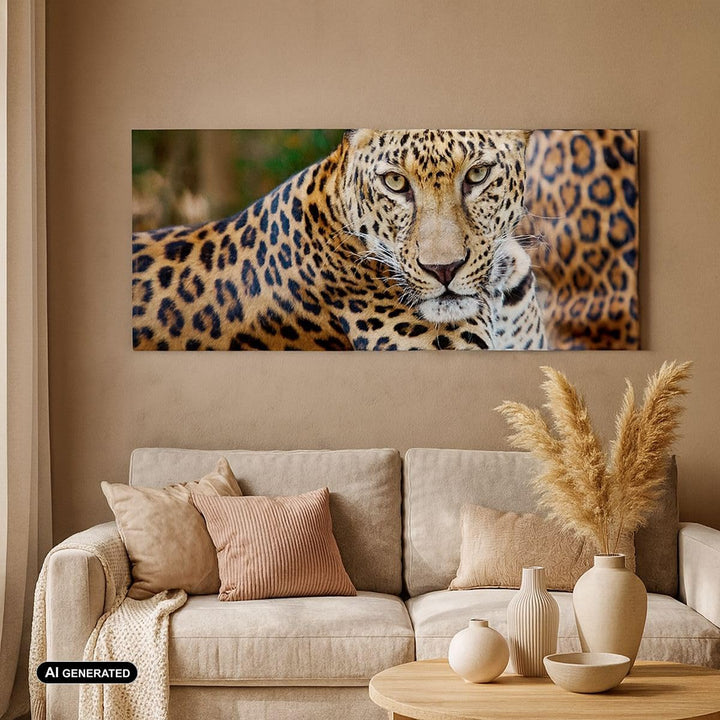 ARTTOR Wandbilder Dekoration Wohnzimmer Leopardpanther Katze Tier Savanne Bilder auf Leinwand 120x50