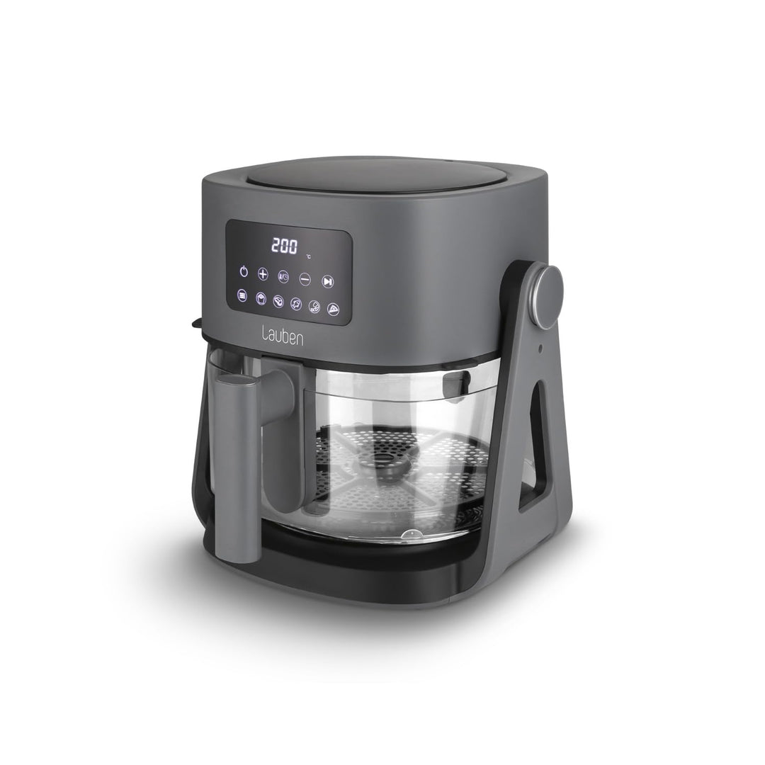 Lauben Glass&Grill Air Fryer 3in1 5500BG Heissluftfritteuse mit Inhalt 5,5 l, Frittierkorb aus Glas,
