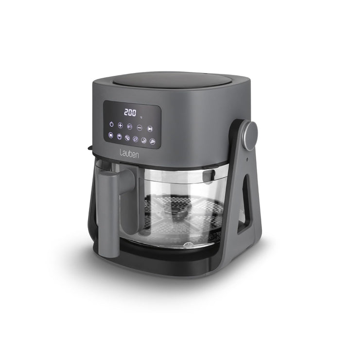 Lauben Glass&Grill Air Fryer 3in1 5500BG Heissluftfritteuse mit Inhalt 5,5 l, Frittierkorb aus Glas,