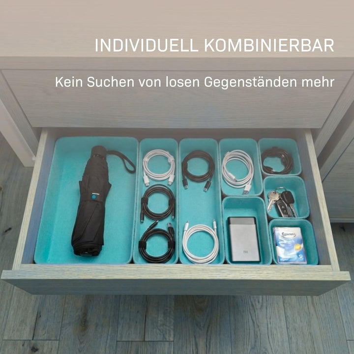 Filz Schubladen Organizer 8er Set, Aufbewahrungs- &amp; Sortierboxen, Filzboxen Ordnungssystem Büro, Bad