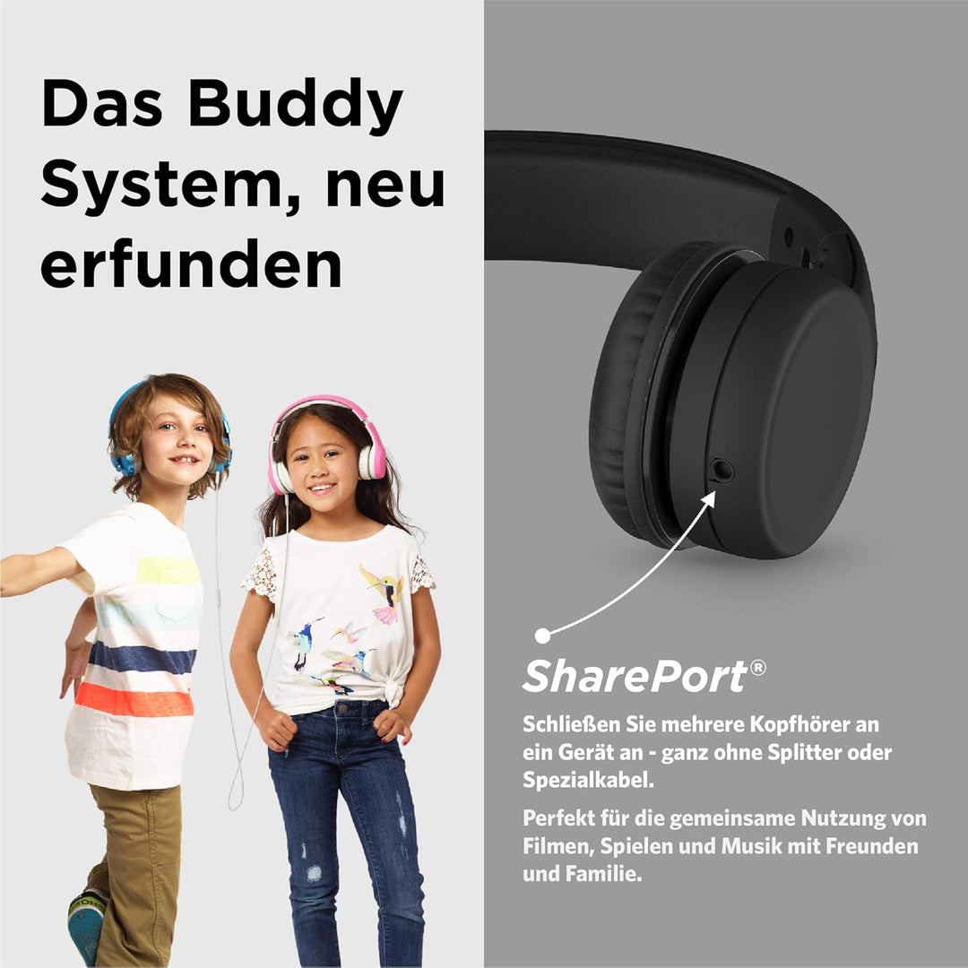 LilGadgets Connect+ Kinderkopfhörer mit Mikrofon, Lautstärkebegrenzung für sicheres Hören, Verstellb