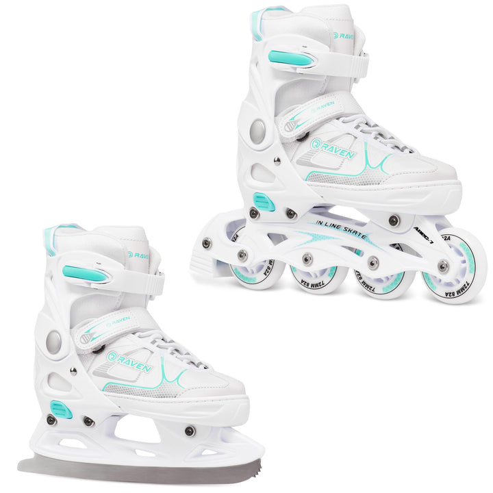 RAVEN Inline Skates Inliner für Kinder und Erwachsene OPTIONAL 2in1 mit Schlittschuhen verstellbar S