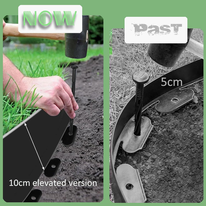 10cm x 10m Kunststoff Gartenumrandung grabefrei – Landschaftseinfassung mit 30 Erdankern – Schwarze