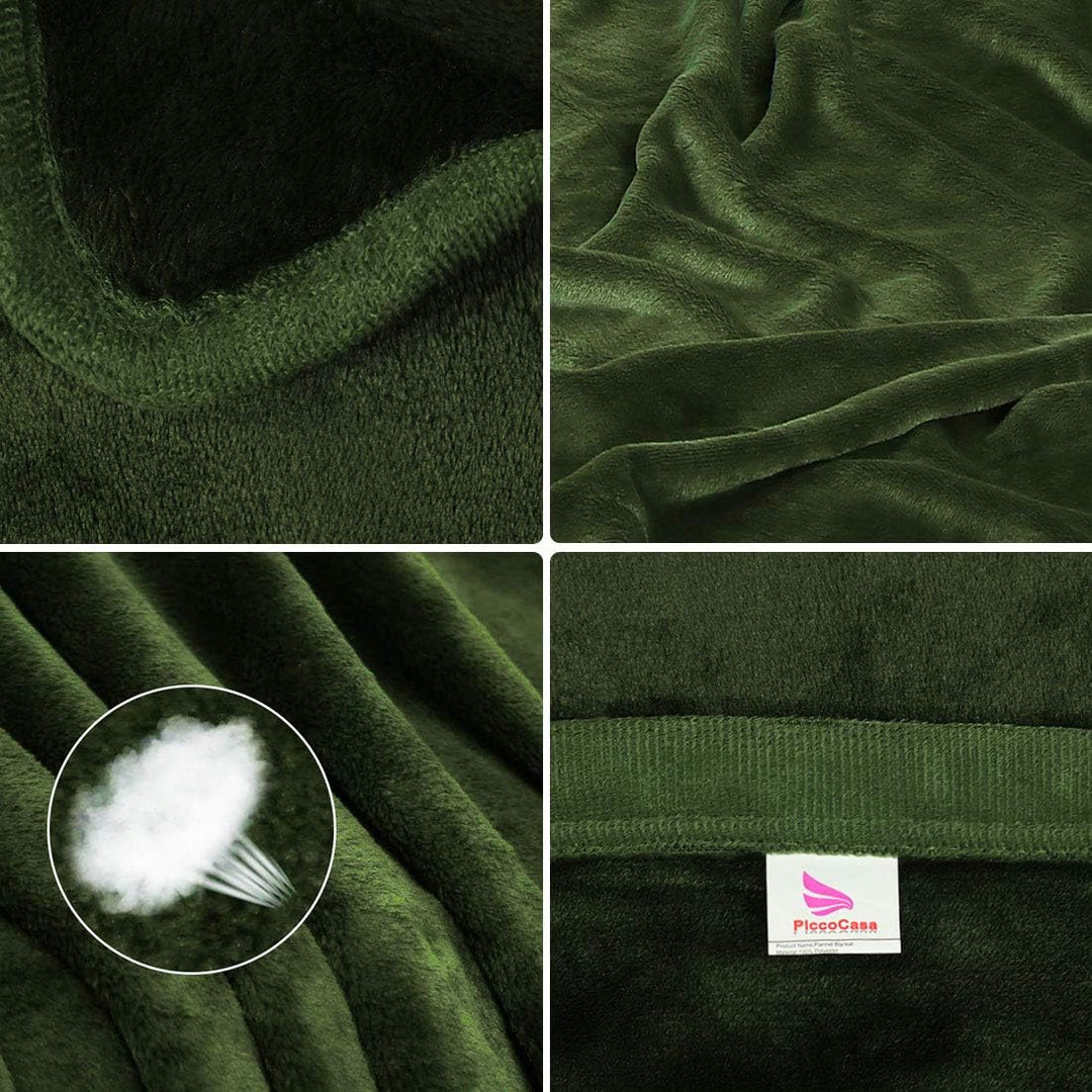 PiccoCasa Kuscheldecke Tagesdecke Fleecedecke mit Rand Microfaser Decke Weiche Warme Leichte Decke 3