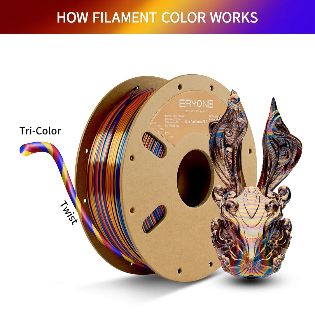ERYONE Ultra Shiny Silk PLA Filament voor 3D Druker, PLA Filament 1.75mm, +/- 0,03mm,1kg 1 Spule, Tw