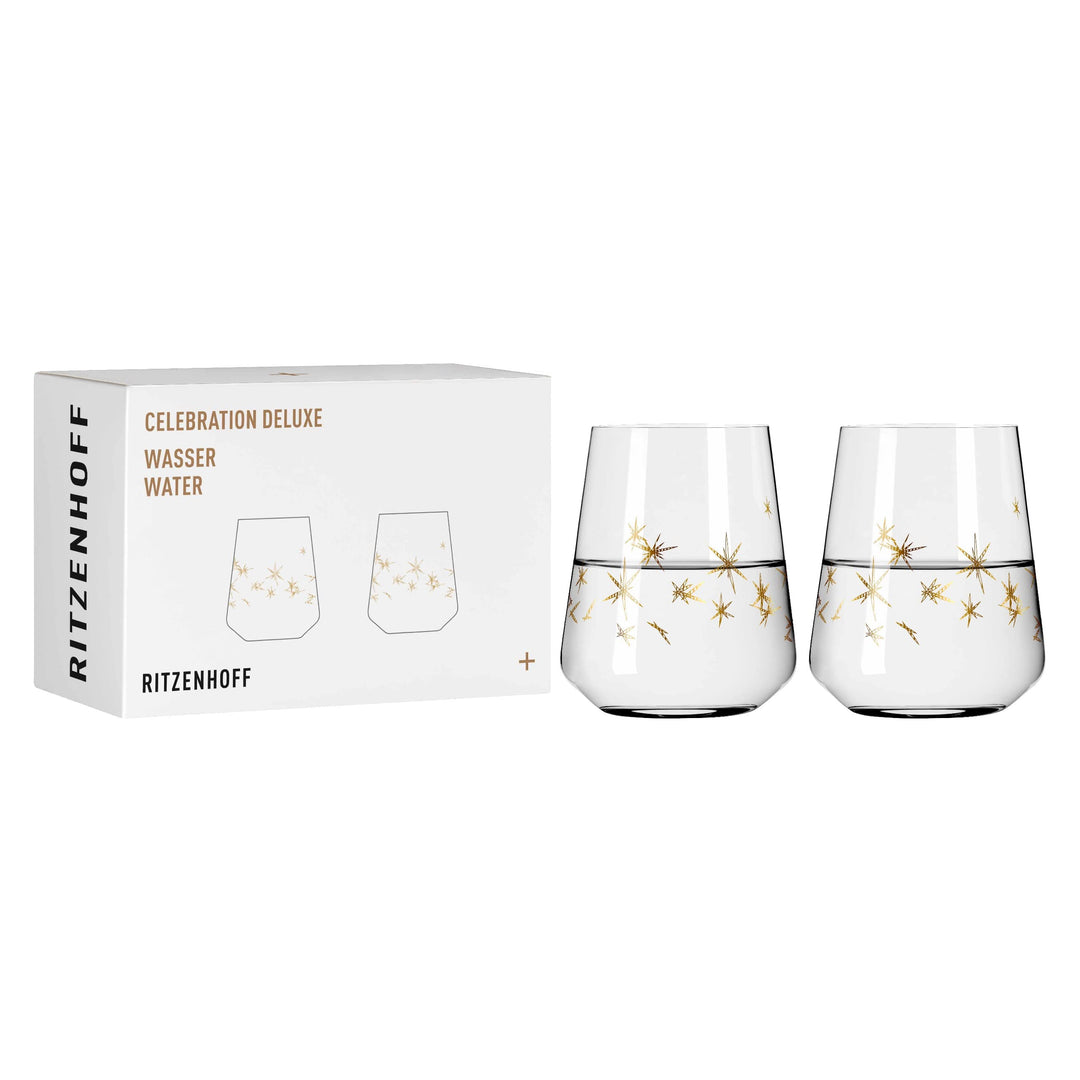 RITZENHOFF 6141013 Wasserglas 500 ml - Serie Celebration Deluxe Set Nr. 3, 2 Stück mit Echt-Gold - M
