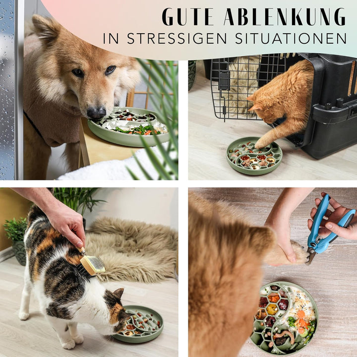 ne&no® Anti Schling Napf für Hunde und Katzen I Slow Feeder I Leckmatte Hund mit grossem Saugnapf I
