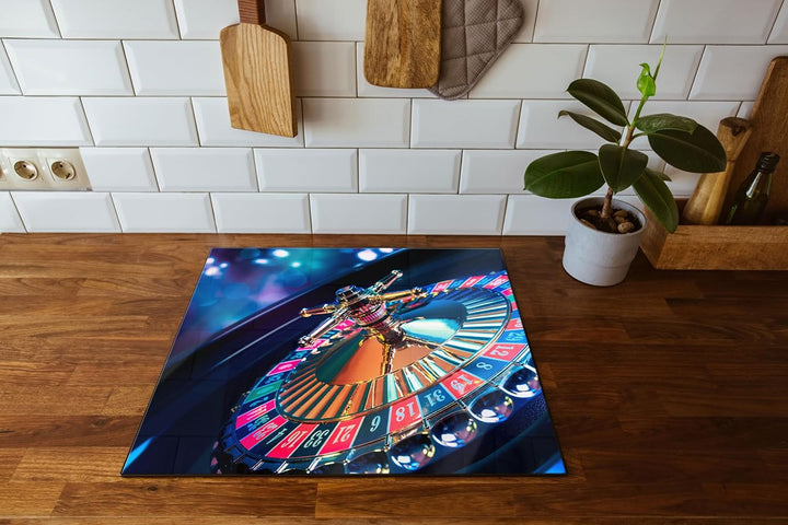 Roulettetisch Herdabdeckplatte & Spritzschutz aus Echtglas | Für Herd-Kochfelder | 60x52 cm